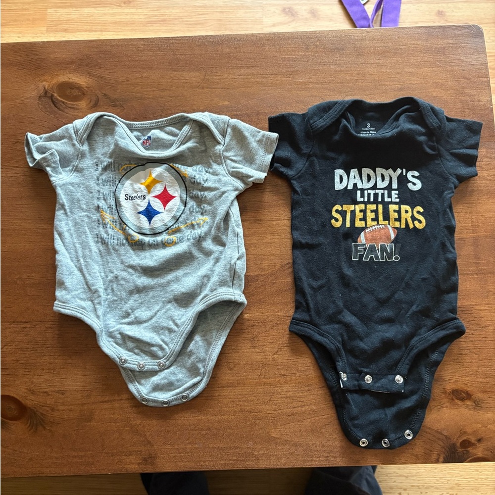 💥Buy 2 Get 1 Free💥 Steelers Baby Fan Onesies Set